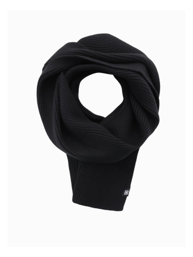 Ombre Men's monochromatic ribbed knit scarf - black