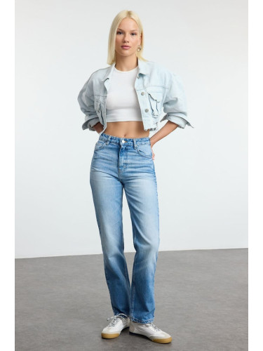 Trendyol Blue More Sustainable High Waist Straight Jeans