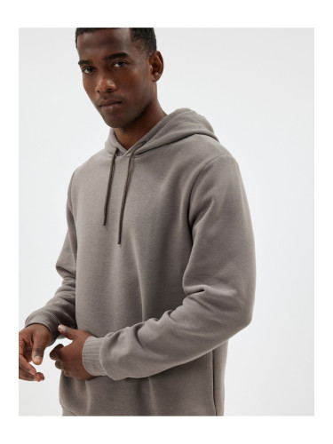 Koton Raised Cotton Basic Hooded Sweatshirt