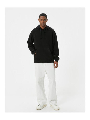 Koton Oversize Sweatshirt Hooded Long Sleeve Kangaroo Pocket Detail Raised