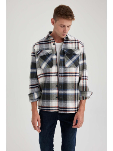 DEFACTO Relax Fit Polo Neck Lumberjack Long Sleeve Shirt