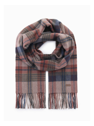 Ombre Men's Scottish check scarf with tassels - brown and brick