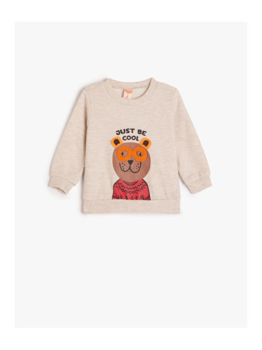 Koton Sweatshirt Bear Printed Long Sleeve Crew Neck