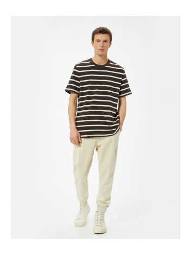 Koton Brown Striped Men's T-Shirt