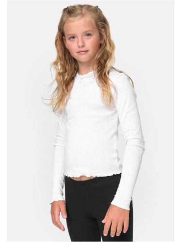 Girls' Long Sleeved Short Rib White