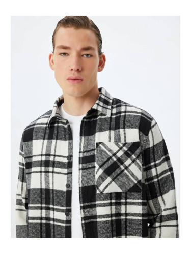 Koton Lumberjack Shirt Long Sleeve Pocket Detail Cotton Blend