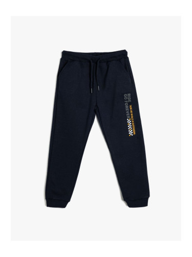 Koton Jogger Sweatpants Slogan Printed Pocket Tied Waist