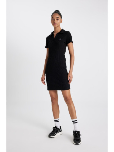 Defactofit Slim Fit Polo Collar Short Sleeve Dress