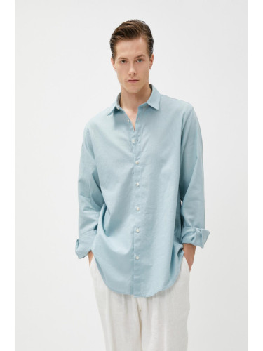 Koton Linen Blend Shirt Classic Collar Long Sleeve