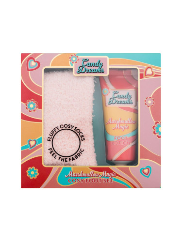 Xpel Candy Dreams Marshmallow Magic Cosy Foot Set Подаръчен комплект лосион за крака Marshmallow Magic 100 ml + 1 чифт меки чорапи универсален размер