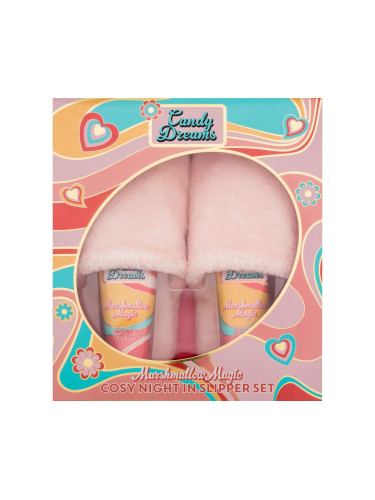 Xpel Candy Dreams Marshmallow Magic Cosy Night In Slipper Set Подаръчен комплект душ крем Marshmallow Magic 100 ml + лосион за тяло Marshmallow Magic 100 ml + 1 чифт меки пантофи