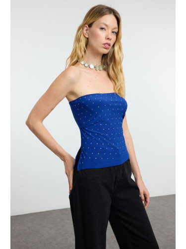 Trendyol Saxe Strapless Stone Printed Knitted Blouse