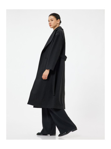 Koton Belt Detailed Double Breasted Long Cashmere Coat