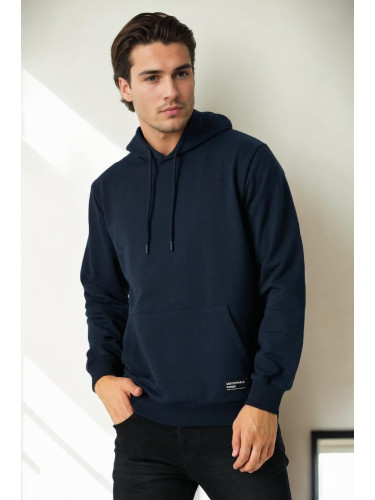 12612 Dewberry Hooded Kangaroo Pocket Mens Sweatshirt-NAVY