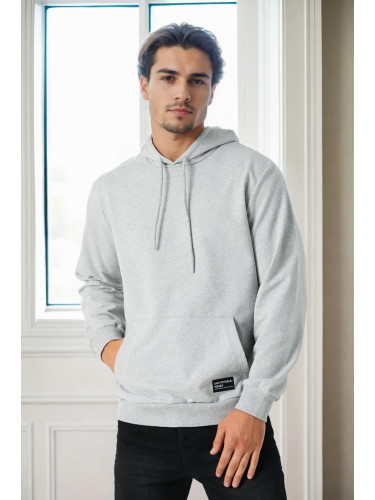 12612 Dewberry Hooded Kangaroo Pocket Mens Sweatshirt-GREY