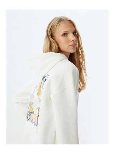 Koton Oversize Sweatshirt Back Printed Hooded Long Sleeve