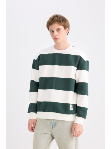 DEFACTO Boxy Fit Crew Neck Striped Sweatshirt