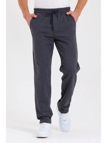 62819 Dewberry Straight Leg Back Pocket Detailed Sweatpants-ANTHRACITE