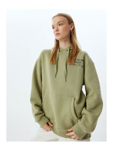 Koton Oversize Hooded Sweatshirt with Back Printed Kangaroo Pocket