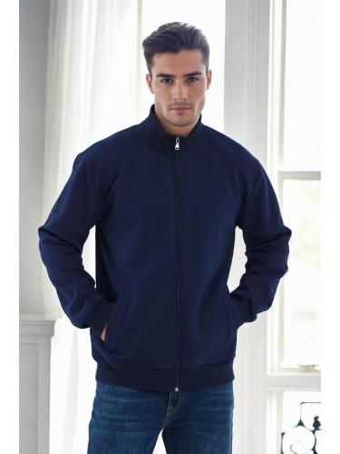 56777 Dewberry Zippered Mens Cardigan-NAVY