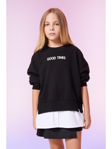 DEFACTO Girls Oversize Fit Crew Neck Soft Hairy Thick Sweatshirt