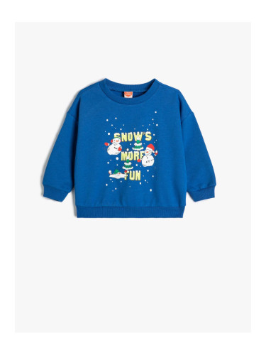 Koton Sweat Snowman Printed Long Sleeve Raised Cotton