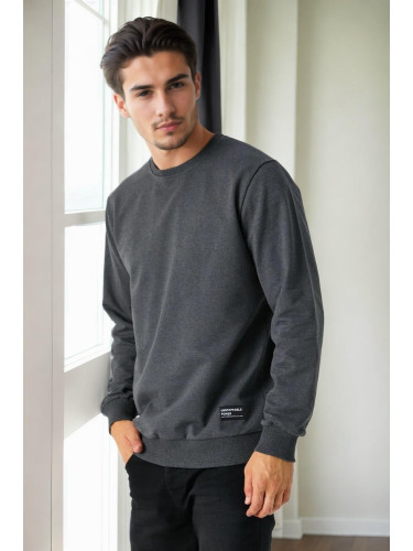 64602 Dewberry Basic Crew Neck Mens Sweatshirt-ANTHRACITE