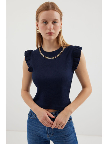 Bigdart 0430 Knitted Blouse - Navy Blue