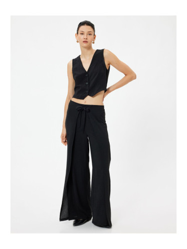 Koton Side Flap Detailed Wide Leg Trousers Tie-Up Aerobin Fabric