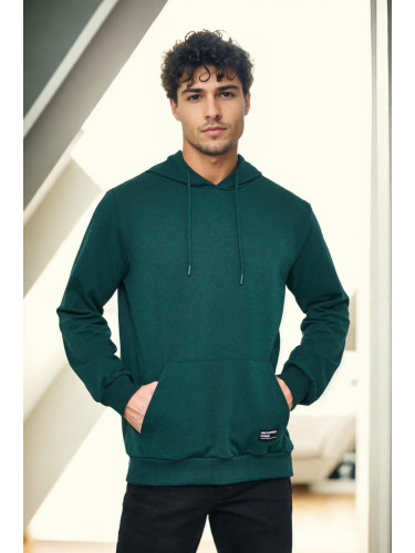 12612 Dewberry Hooded Kangaroo Pocket Mens Sweatshirt-DARK GREEN