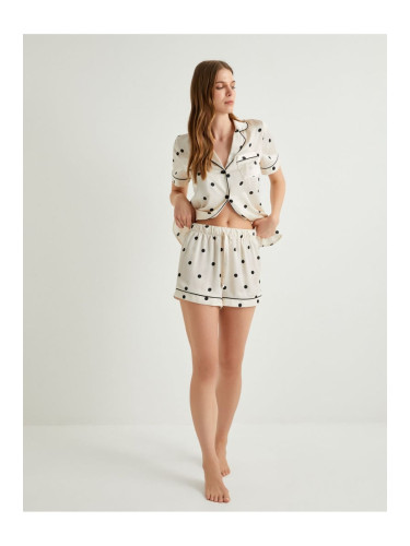 Koton Polka Dot Satin Pajama Bottom Shorts with Elastic Waist