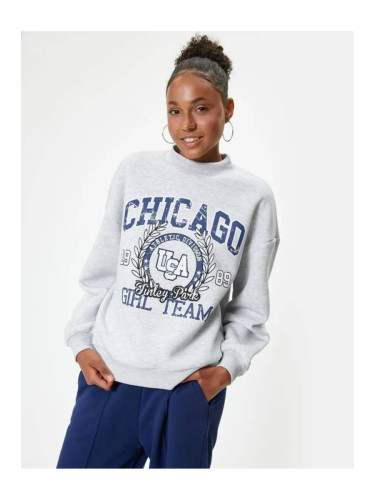 Koton Oversize Sweatshirt College Printed Crew Neck Ribbed