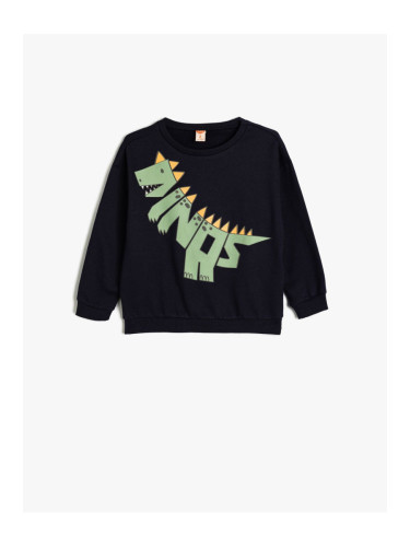 Koton Dinosaur Sweatshirt Long Sleeve Crew Neck Raised Cotton