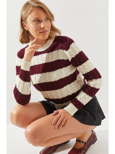 Bianco Lucci Women's Striped Crew Neck Sweater