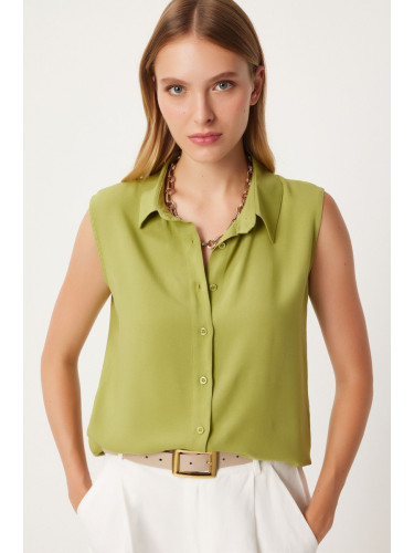 Happiness İstanbul Women's Pistachio Green Sleeveless Viscose Shirt