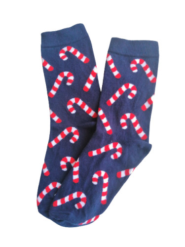 Дамски Коледни чорапи с бастунчета тъмно синьо 36-40