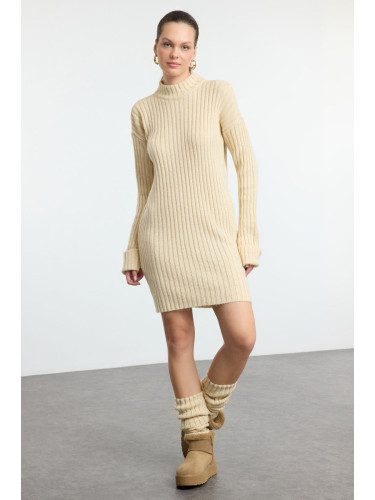 Trendyol Stone Mini Knit Soft Texture Leggings Dress