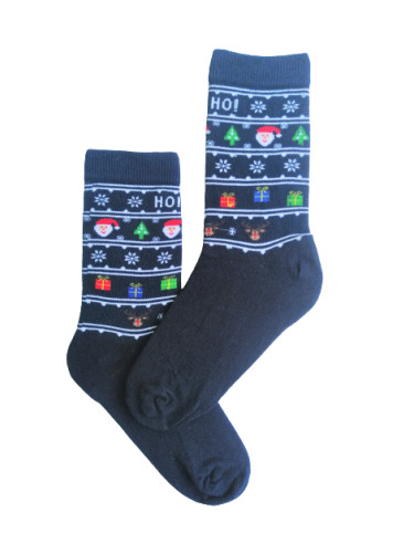 Дамски Коледни чорапи Хо Хо тъмно синьо 36-40