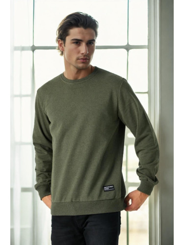 64602 Dewberry Basic Crew Neck Mens Sweatshirt-Khaki