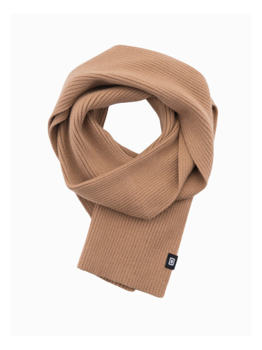 Ombre Men's monochromatic ribbed knit scarf - light brown