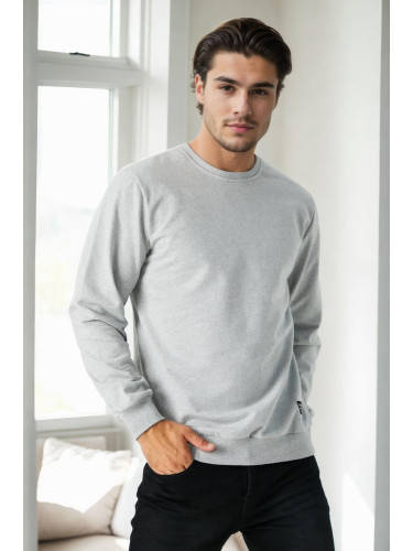 64602 Dewberry Basic Crew Neck Mens Sweatshirt-GREY