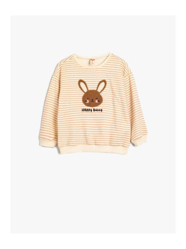 Koton Sweatshirt Rabbit Applique Detailed Long Sleeve Crew Neck Raised Cotton