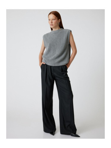 Koton Knitted Sweater Round Neck with Back Window Detail