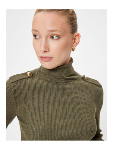 Koton Turtleneck Knitwear Sweater with Epaulette Detail Long Sleeve