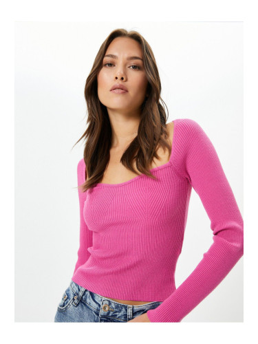 Koton Knitwear Sweater Heart Neck Ribbed