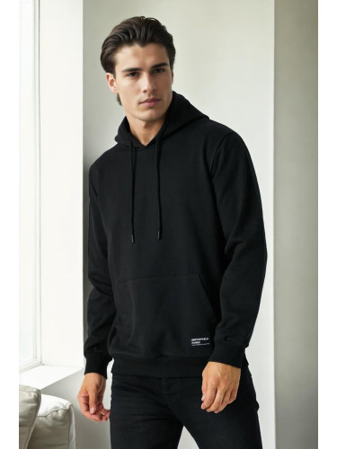 12612 Dewberry Hooded Kangaroo Pocket Mens Sweatshirt-BLACK