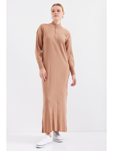 Bigdart 15839 Full-length Knitwear Dress - Tan