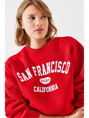 Bianco Lucci Women's Triple Thread Raised San Francisco Printed Sweatshirt MBHS006