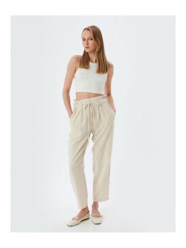 Koton Wide Leg Trousers with Elastic Waistband and Pockets