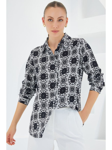 Bigdart 3721 Graphic Patterned Shirt - Dark Black